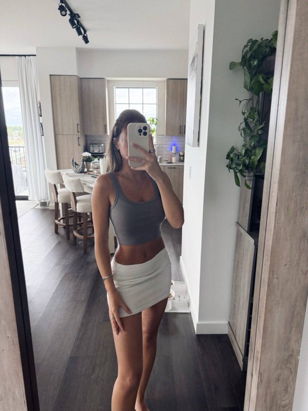 Shein Gray Ribbed Cropped Tank Top (Size XS)